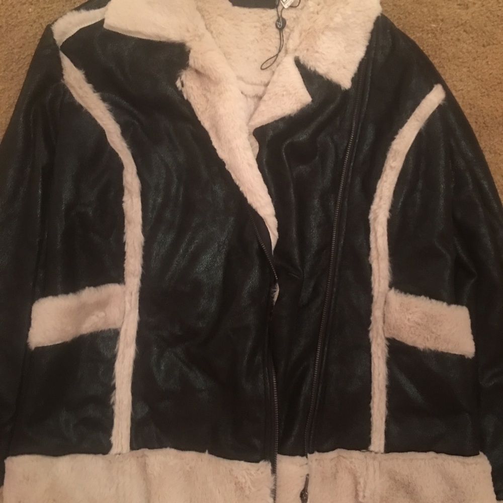 Leather bomber jacket